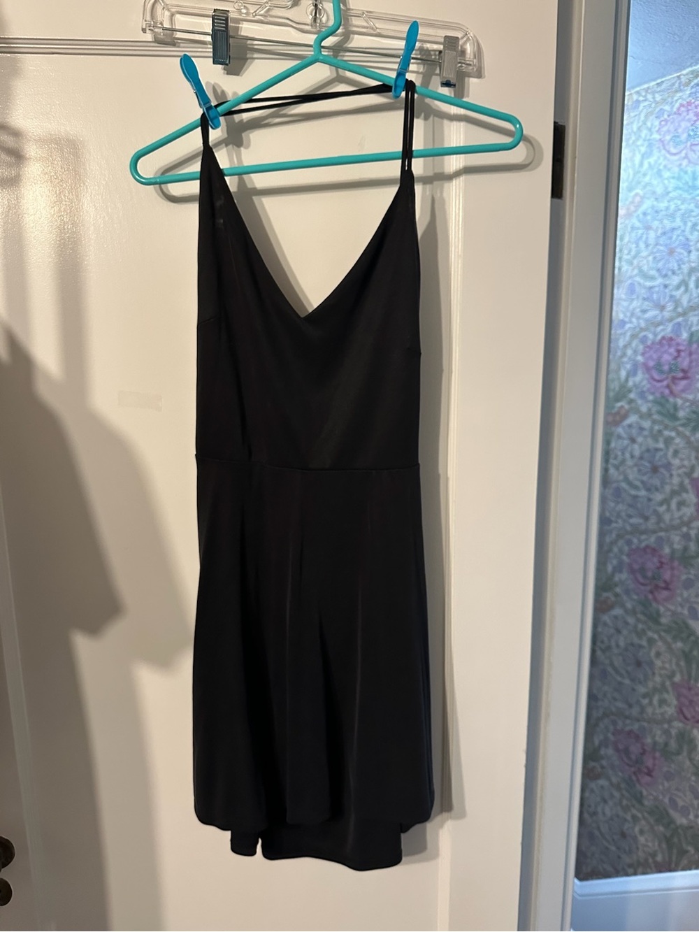 La Hearts Black Mini Slip Dress with V-Neck